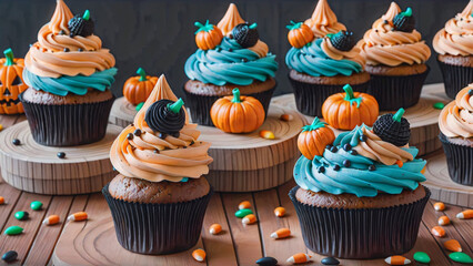 Babeczki halloweenowe, halloween cupcakes, słodycze, ciastka na halloween