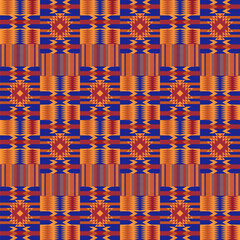 Kente cloth. African textile. Ethnic seamless pattern. Tribal geometric print.