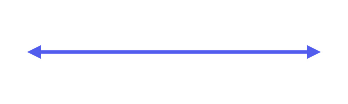 Simple blue double-headed straight arrow isolated on transparent background - Indication sign of a long blue arrow - Vector illustration