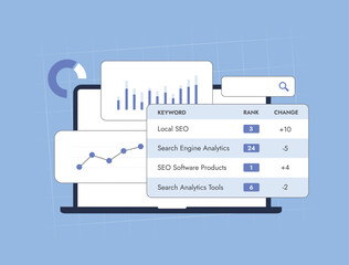 SEO rank tracker and ranking tool for monitoring keyword positions. Analyzing SEO performance, tracking SERP, providing search metrics, insights, rank reporting to enhance search engine optimization
