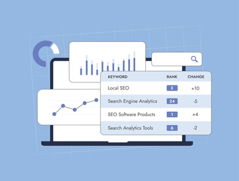 SEO rank tracker and ranking tool for monitoring keyword positions. Analyzing SEO performance, tracking SERP, providing search metrics, insights, rank reporting to enhance search engine optimization