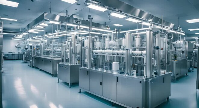 Biopharmaceutical manufacturing process room with bioreactor