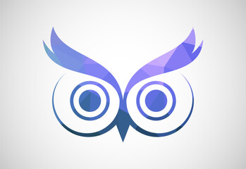 Naklejka premium Owl logo design vector illustration. Owl eyes logo