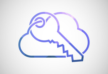 Cloud key logo design vector illustration. Secure sign symbol