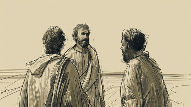 Biblical Illustration of 2 Peter 3: Day of the Lord, Holy Living, Warning Against Scoffers on Beige Background with Copyspace