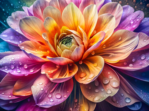 Wet Dahlia Flower Close-Up