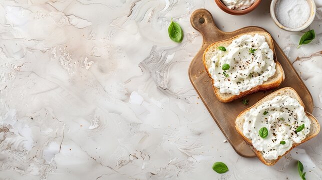 A cream cheese sandwich on a light background.

