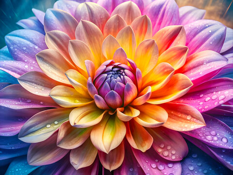 Wet Dahlia Flower Close-Up