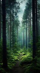 Pine forest wilderness landscape woodland.