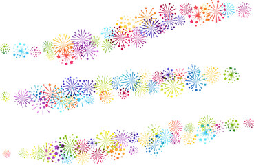 Fireworks wavy dividers. Design element from explosion flashes. Decoration for festival, holiday and events.