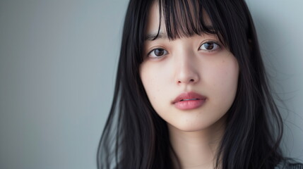 Fototapeta premium ストレートヘア 黒髪の若い女性