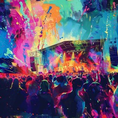 Glastonbury music festival with a massive crowd and stage