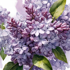 Fototapeta premium Spring lilac with white flowers. Close-up. A banner on a white background.
