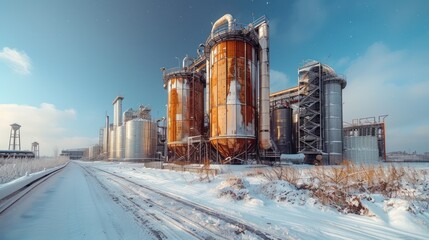 Obraz premium The Winter Expedition of the Icy Iron Horse. Generative AI