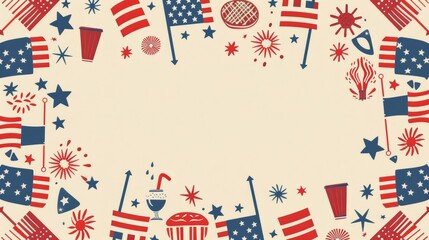 Obraz premium Blank vintage card for Independence Day 4th of July in USA