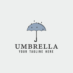 umbrella vintage line art logo simple minimalist vector illustration template icon graphic design