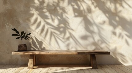 Serene Brown Countertop and Leafy Wallpaper: Ideal Backdrop for Organic Cosmetic Displays