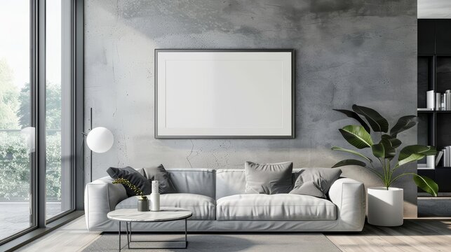 Frame mockup, a modern loft featuring this imaginative quote, blending urban chic with intellectual curiosity