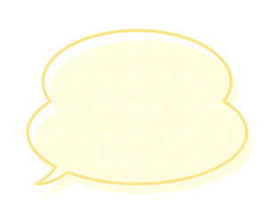 イラスト素材：ドット柄　太枠線　モコモコ　吹き出し　黄色