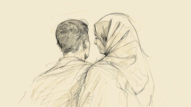 Biblical Illustration of 1 Corinthians 7: Teachings on Marriage, Singleness, Divorce, Faithfulness on Beige Background with Copyspace
