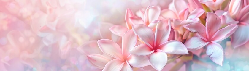 Fototapeta premium Closeup of pink and white flowers with blurred background.