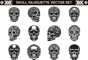 Skull Silhouette Vector Design Illustration Bundle