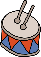 Hand drawn drum clip art illustration drawing