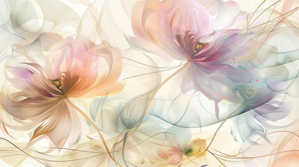 Abstract Floral Serenity Wallpaper in pastel colors