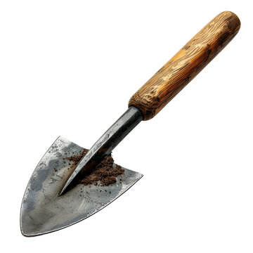 Gardening Hand Trowel With Soil Isolated On Transparent Background Clipart