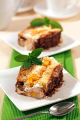 Tiramisu with peaches.