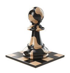 Camouflage Textured Chess Pawn On Chessboard With Transparent Background
