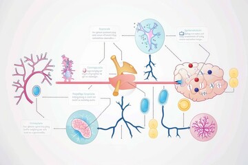 Obraz premium Medical diagram showing the process of insulin regulation and glucose metabolism