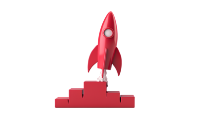 a red rocket on a step