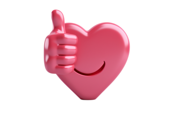 a pink heart with a smiley face and a thumbs up