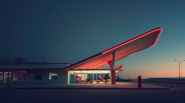  Googie, Scandinavian architecture, cinemagraph, greeting card design