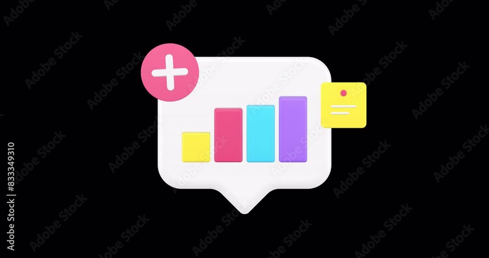 Poster bar diagram graph add quick tips management business analyzing 3d icon animation with alpha channel