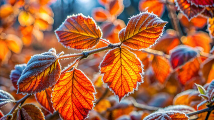 Frost in late autumn or early winter beautiful nature 