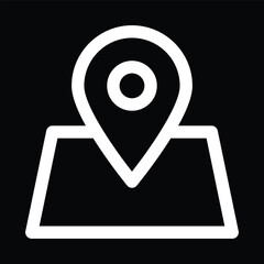 White Pinpoint Map Icon on Black Background