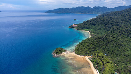 Aerial view of Tioman Island in Malaysia