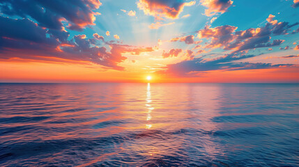 Fototapeta premium Beautiful sunset on the sea beach