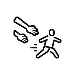 Black line icon for run away 