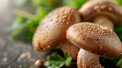 Macro Photography of Shiitake Mushrooms