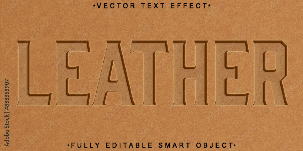 Poster handmade leather depth vector fully editable smart object text effect