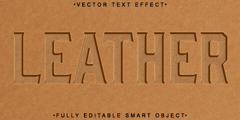Handmade Leather Depth Vector Fully Editable Smart Object Text Effect
