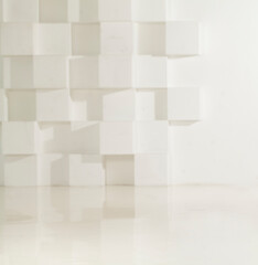 Abstract white studio background for product presentation. Empty room with shadows of window