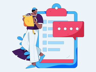 Flat vector illustration of business people operating work scene
