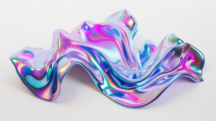 Obraz premium 3d render of colorful wavy liquid on light blue background