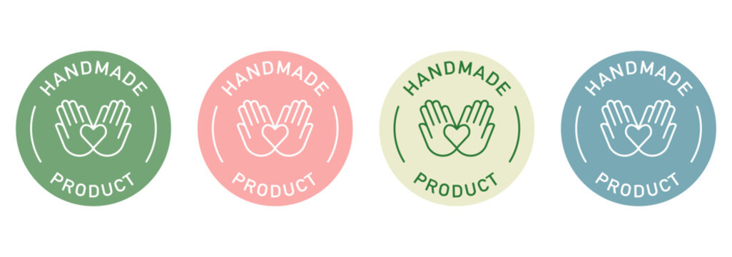 Handmade label vector design for packaging. Handcrafted icon.