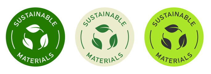 Sustainable materials vector design for packaging. Leaves icon. Recycling color sticker.