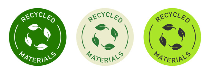 Sustainable materials vector design for packaging. Leaves icon. Recycling color sticker.